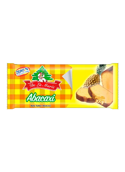 Bolo Sabor Abacaxi 200g Mistura para Bolo Sabor Abacaxi De La Marie 200g - embalagem com desenho de abacaxi e fatia de bolo
