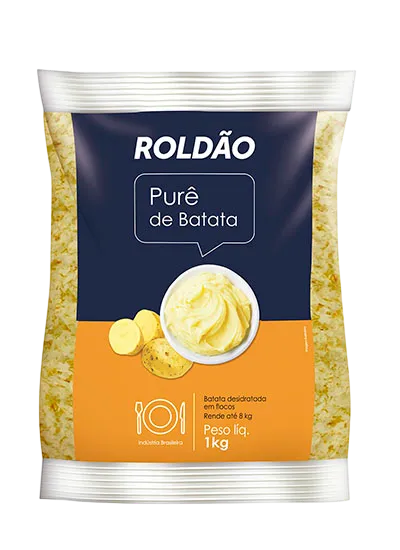 Purê de Batatas (Roldão) 1kg Embalagem de Purê de Batata em Flocos Roldão 1kg - qualidade e sabor para estabelecimentos e famílias grandes