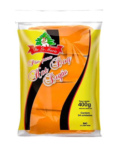 Pão para Hot Dog Dogão De La Marie 400g - embalagem amarela e preta